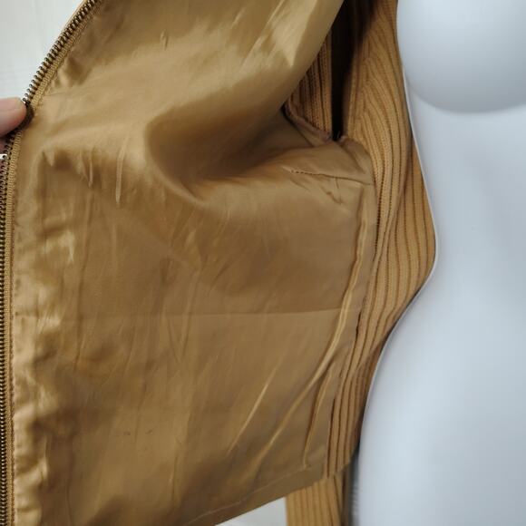 Maurice Sasson Women's Medium Dark Tan‎ Genuine Leather and Knit Sweater - Picture 5 of 14